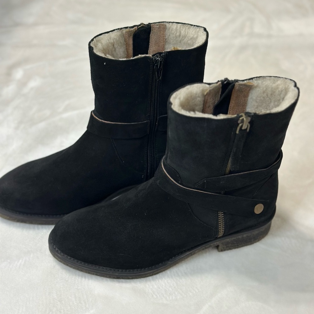 Anthropologie Liendo Suede Ankle Boots with Cozy faur. black size 7